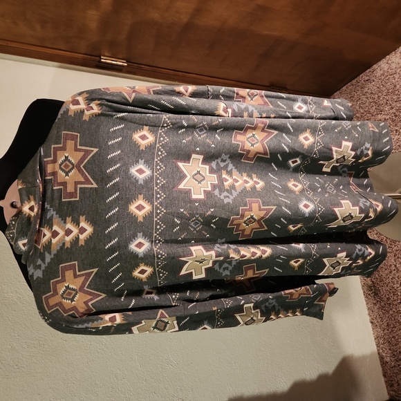 Beeson River Aztec Print Cowl Neck Oversized Top XL - Picture 2 of 4